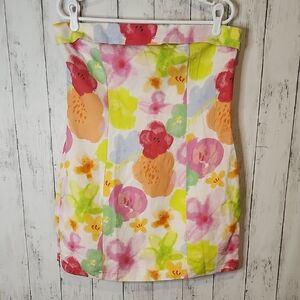 Peppermayo Strapless Floral Linen Blend Mini Dress NWT Size US 8